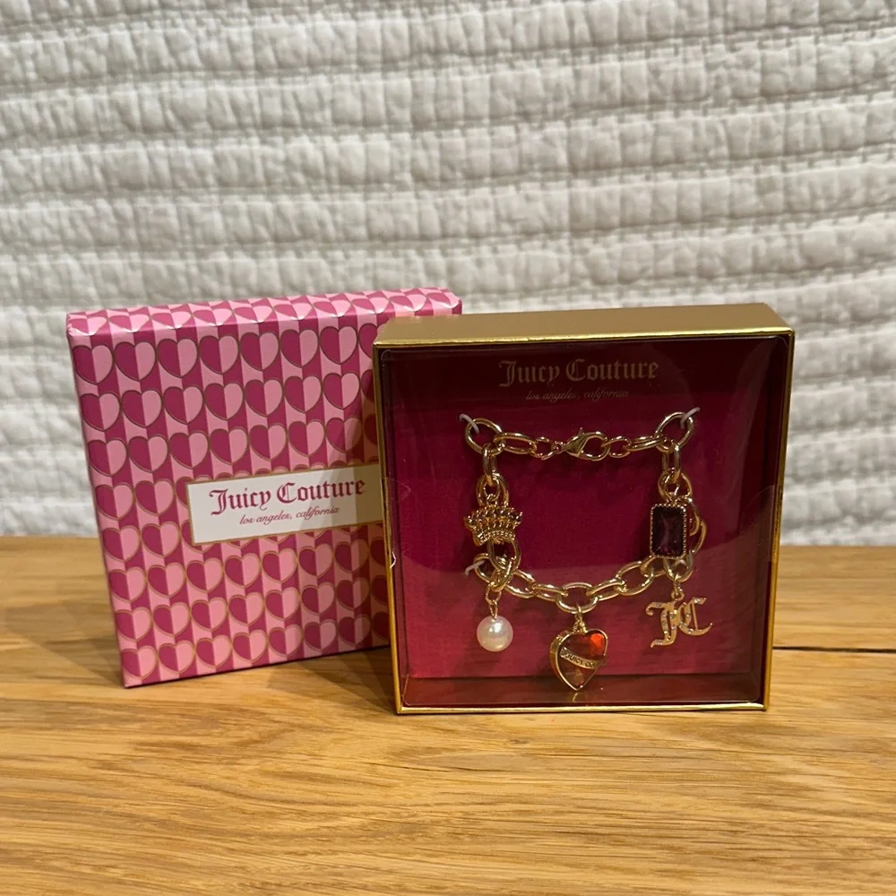 Juicy Couture Faux Fur Backpack Hair Clip Charm Bracelet Bundle NWT